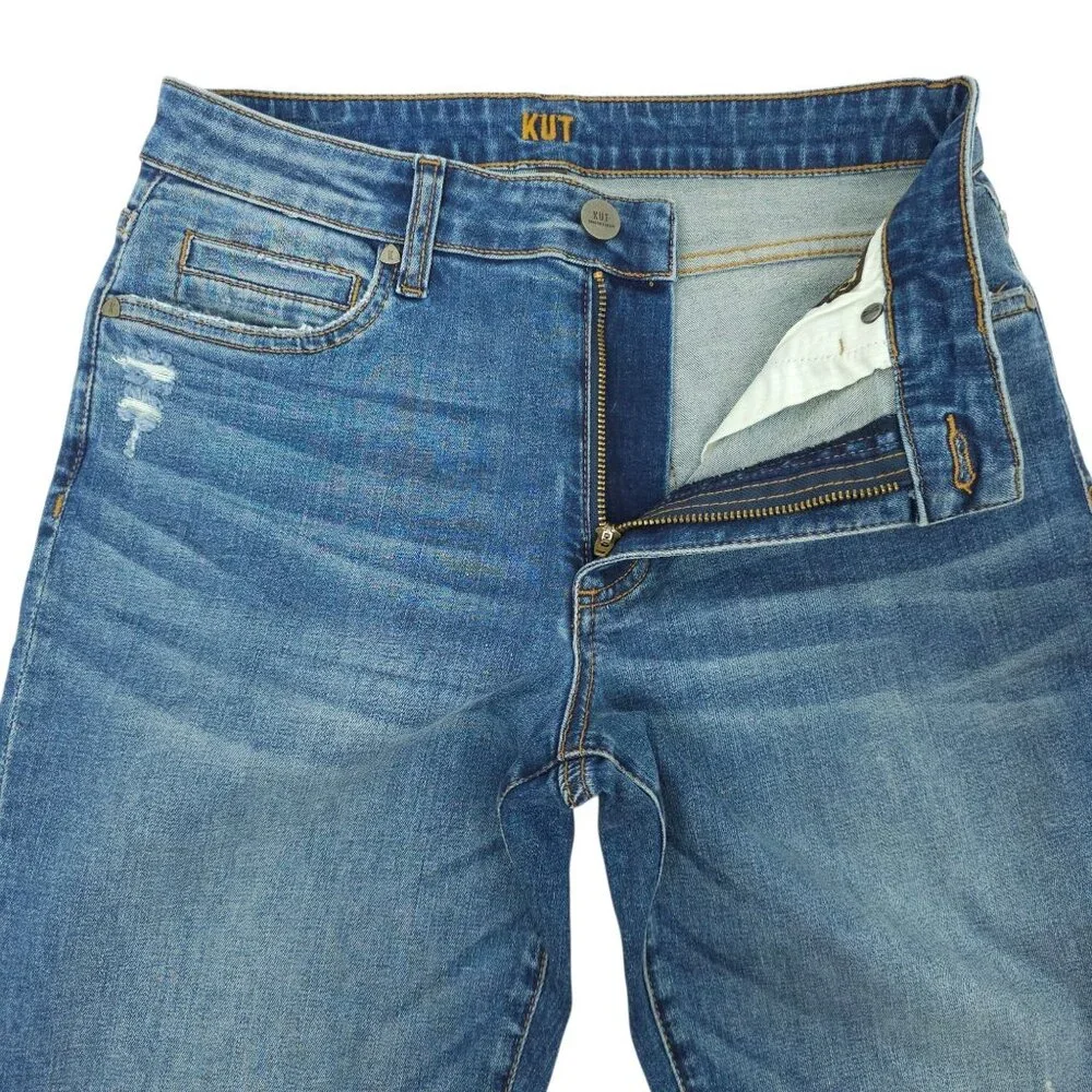 Kut From the Kloth Boyfriend Jeans Size 6 Petite Stretch Mid Rise Distressed